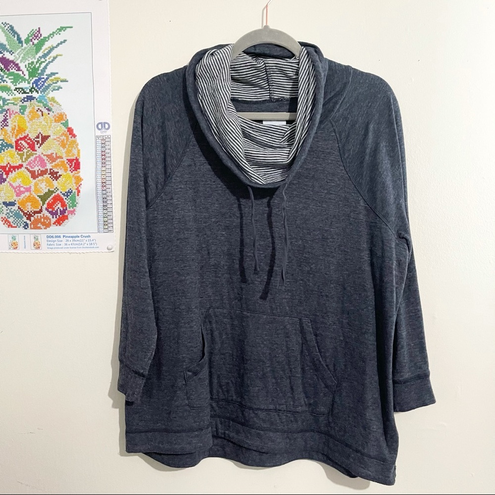 SUNDAY Blue Cowl Neck Pullover Sweater Size 2X